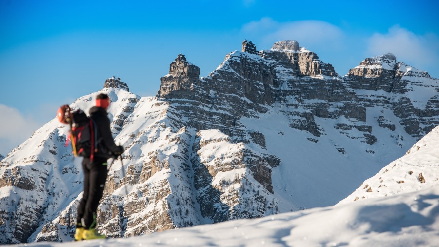 Ski touring trip across the Dolomites